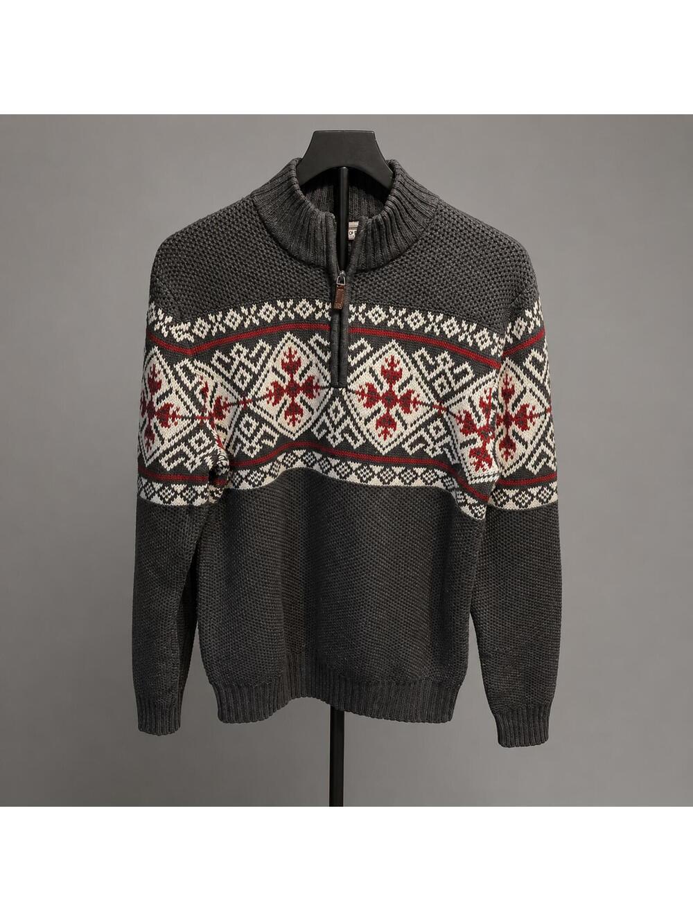 IZOD SWEATER ALPINE NORDIC MENS SIZE MEDIUM GREY